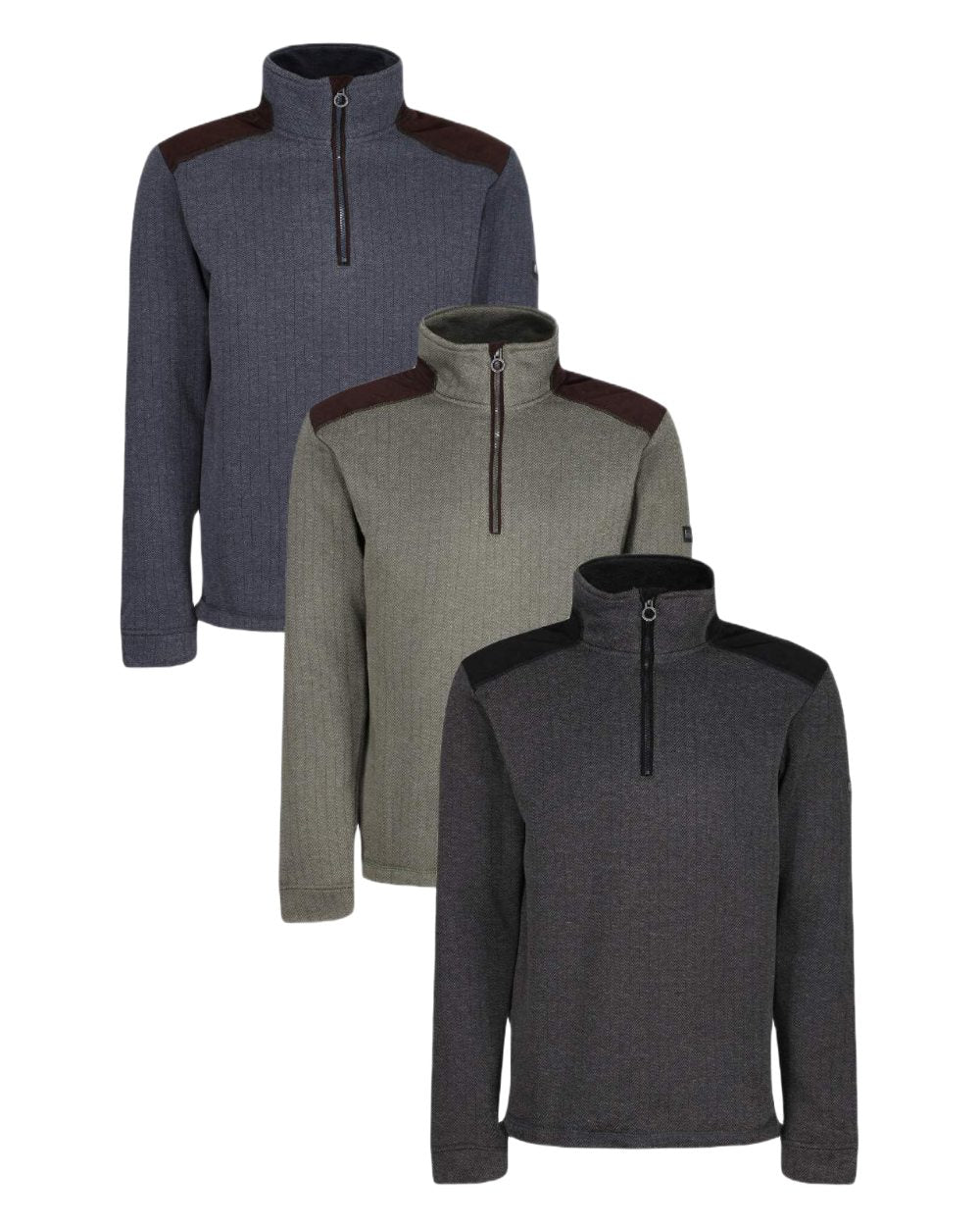 Dark Khaki Coloured Regatta Professional Holbeck Half Zip Fleece on white background
