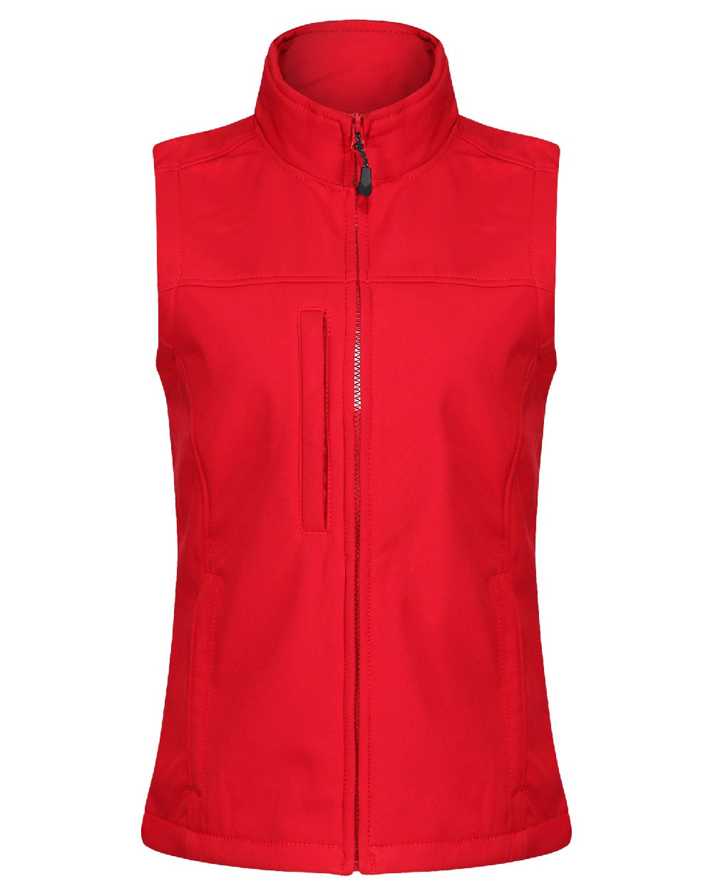 Classic Red coloured Regatta Professional Womens Flux Softshell Bodywarmer on white background