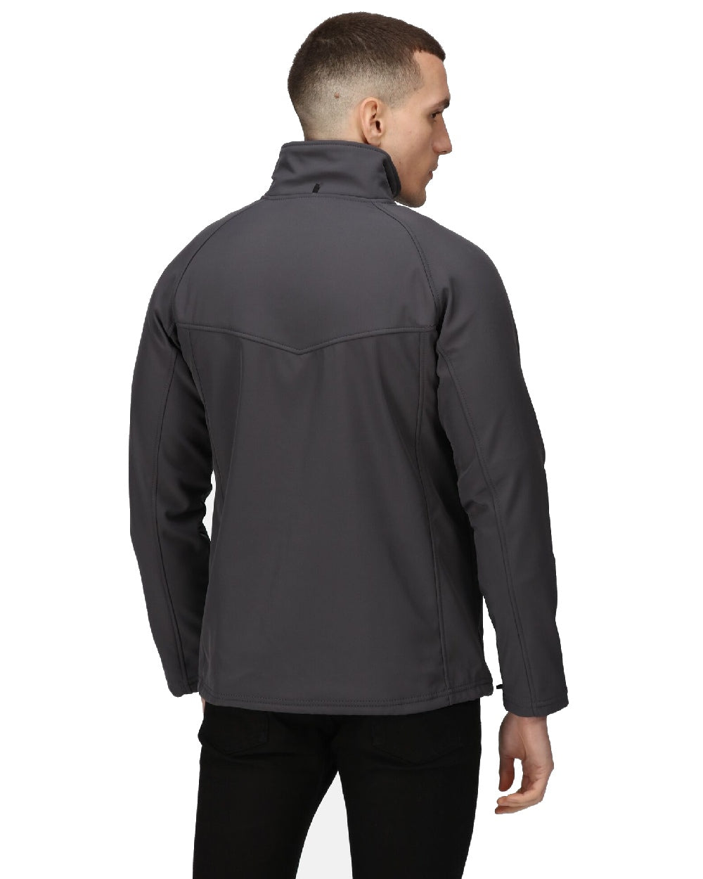 Seal Grey coloured Regatta Uproar Softshell Jacket on white background