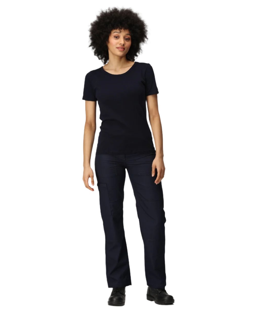 Navy coloured Regatta Womens New Action II Trousers on white background