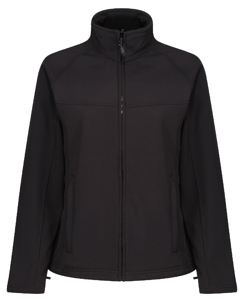 Black coloured Regatta Womens Uproar Softshell Jacket on white background
