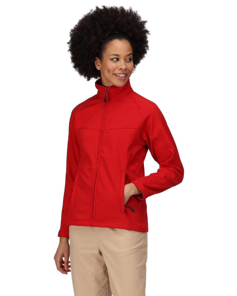 Classic Red Seal Grey coloured Regatta Womens Uproar Softshell Jacket on white background