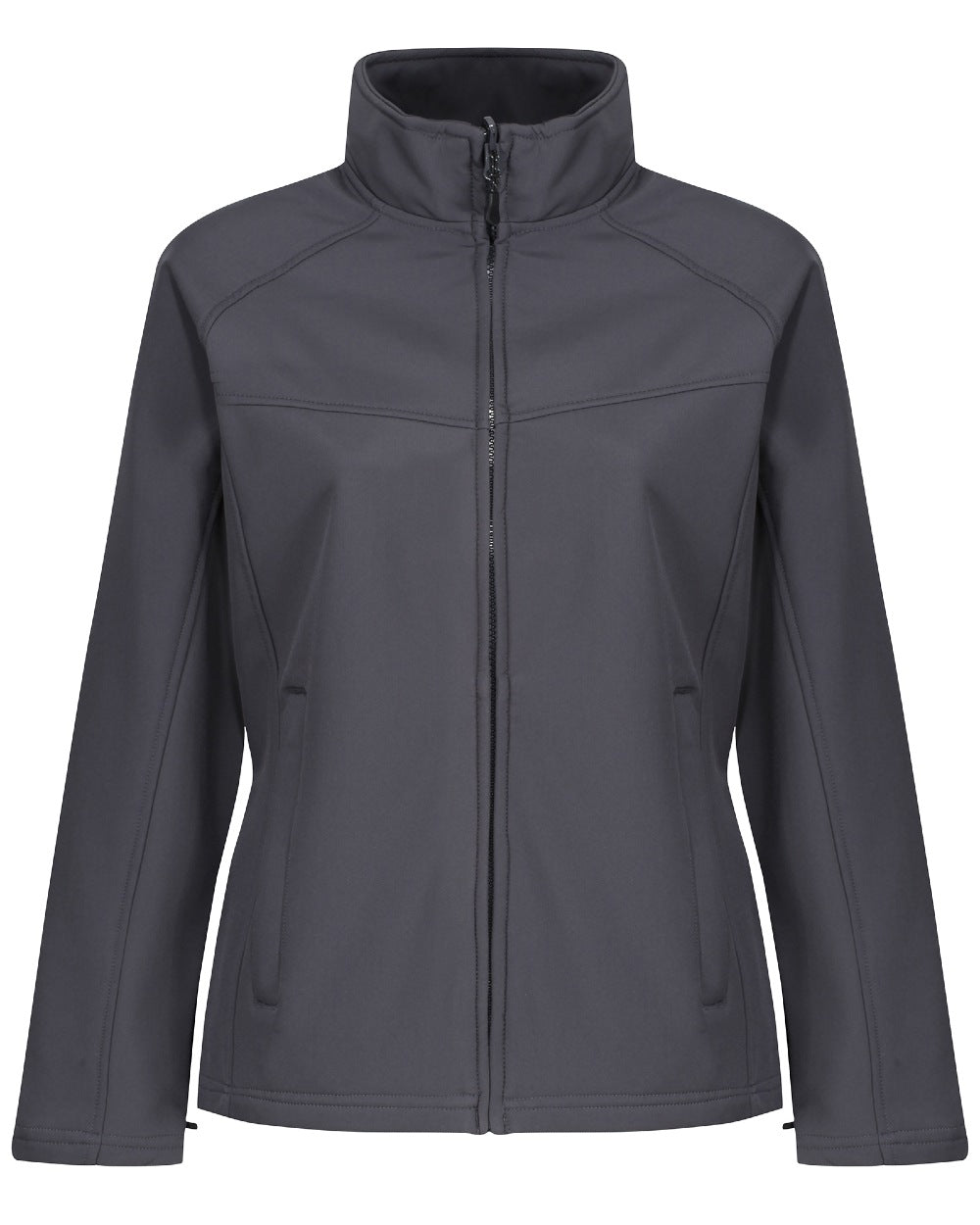 Seal Grey coloured Regatta Womens Uproar Softshell Jacket on white background