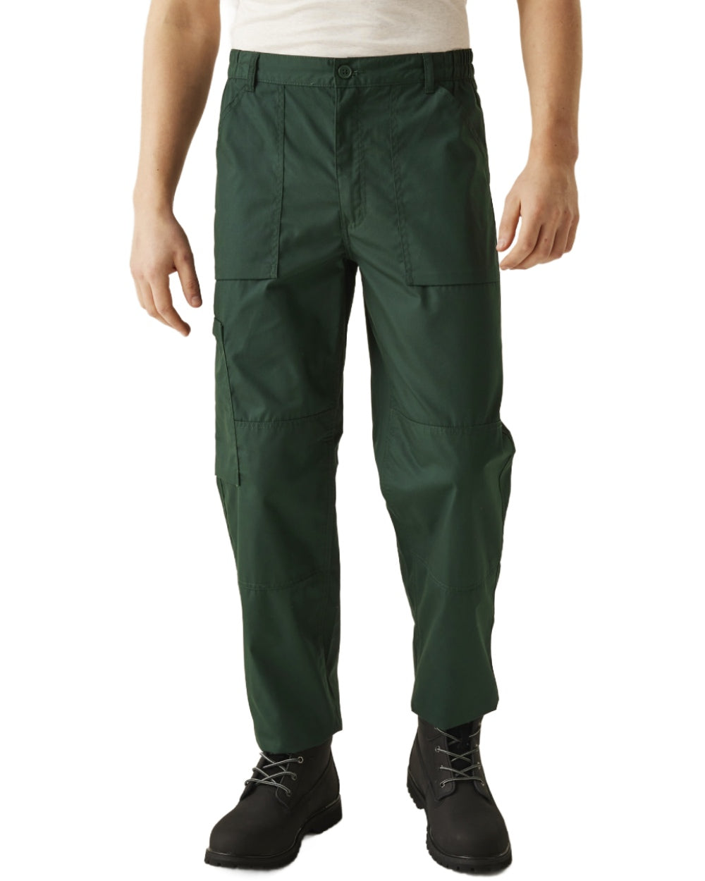 Green coloured Regatta Mens Multi Pocket Action Trousers Short Leg on white background