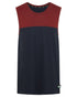 Navy Multi coloured Ridgeline Backslider Singlet Top on white background