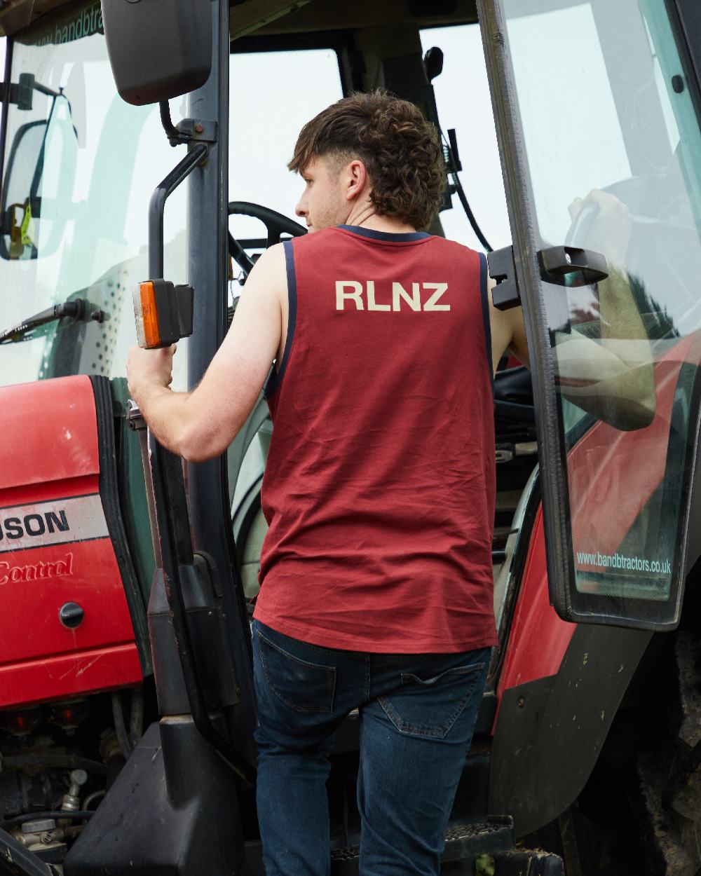 Rhubarb Multi coloured Ridgeline Backslider Singlet Top on haystack background