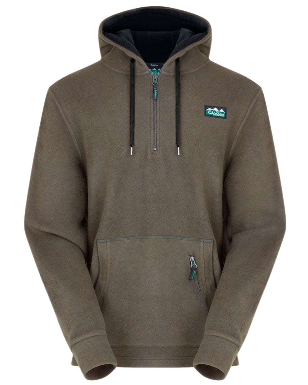 Smokey Olive Coloured Ridgeline Ballistic Hooded Fleece on white background
