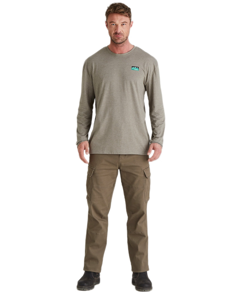 Smokey Olive Marl Coloured Ridgeline Baseline Top on white background