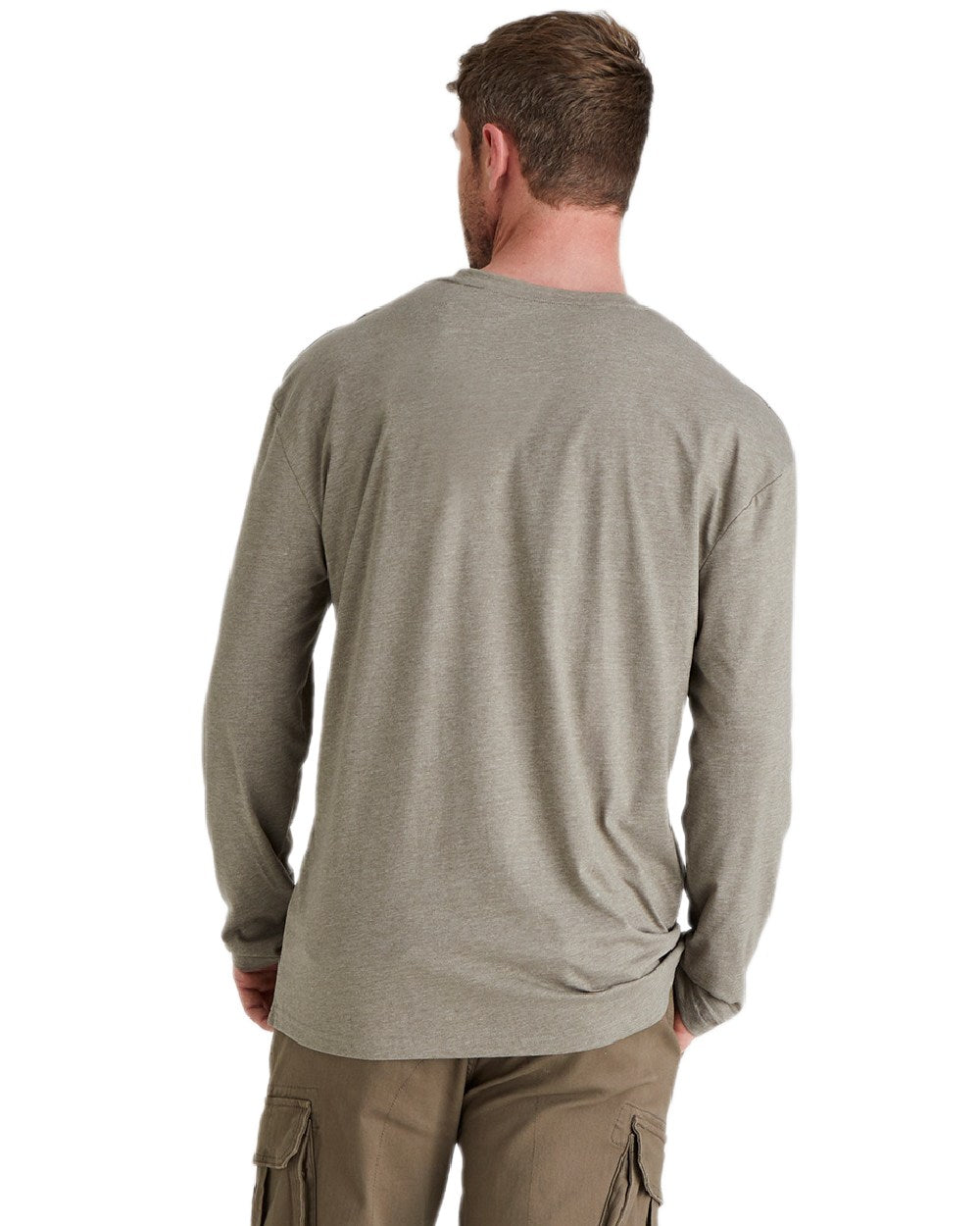 Smokey Olive Marl Coloured Ridgeline Baseline Top on white background