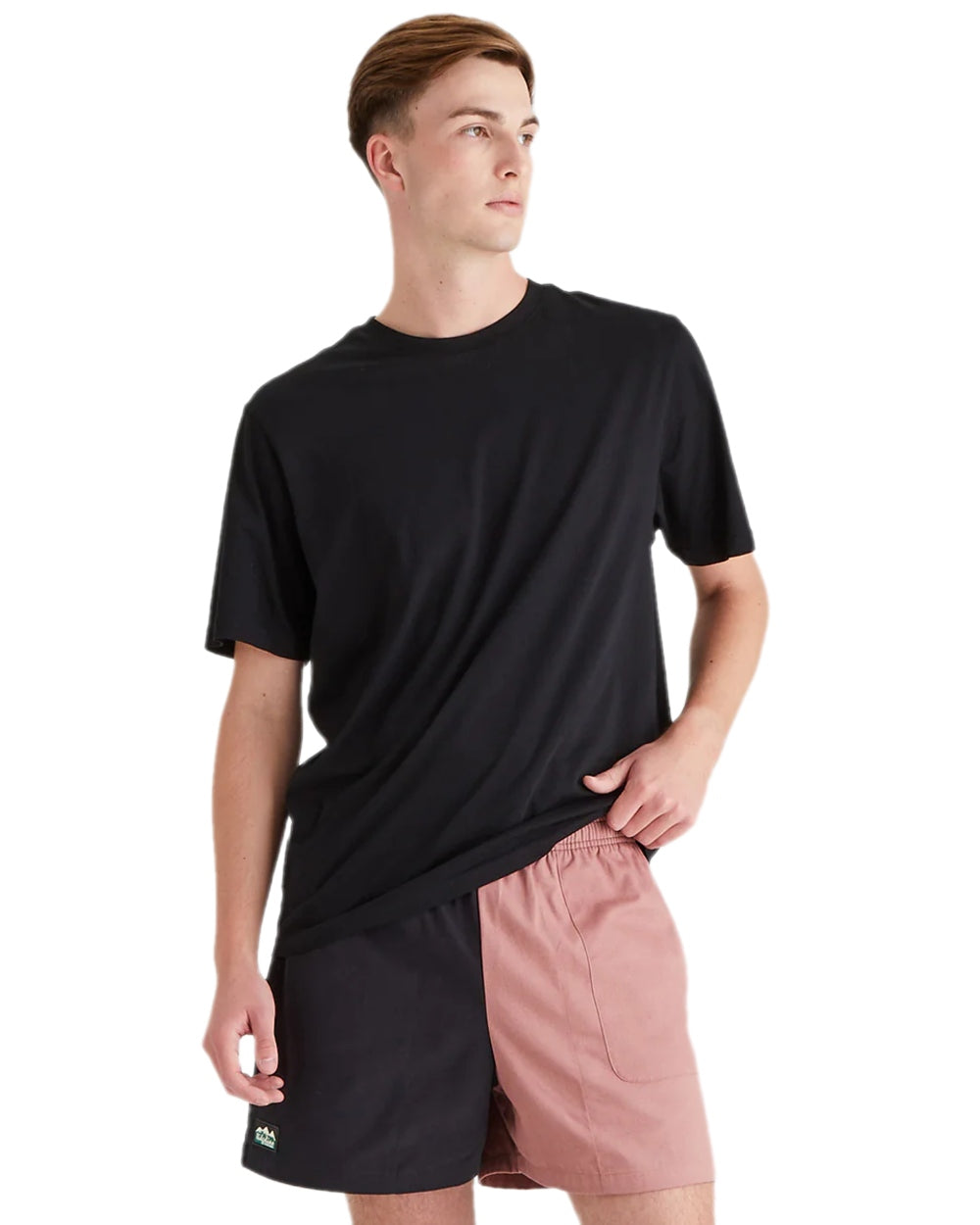 Black Dusky Pink Coloured Ridgeline Hose Down Shorts on white background