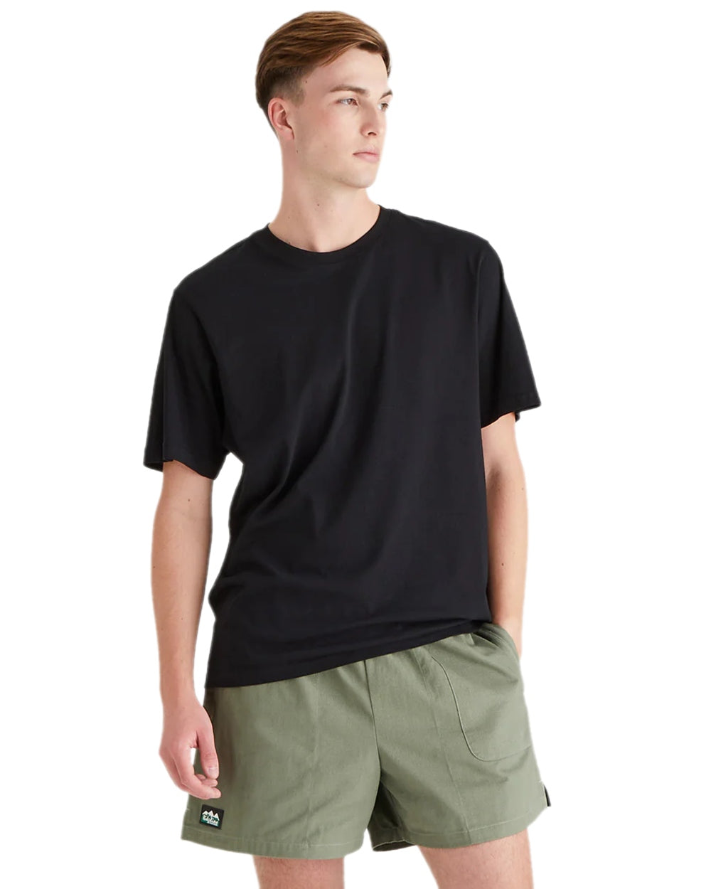 Khaki Green Coloured Ridgeline Hose Down Shorts on white background