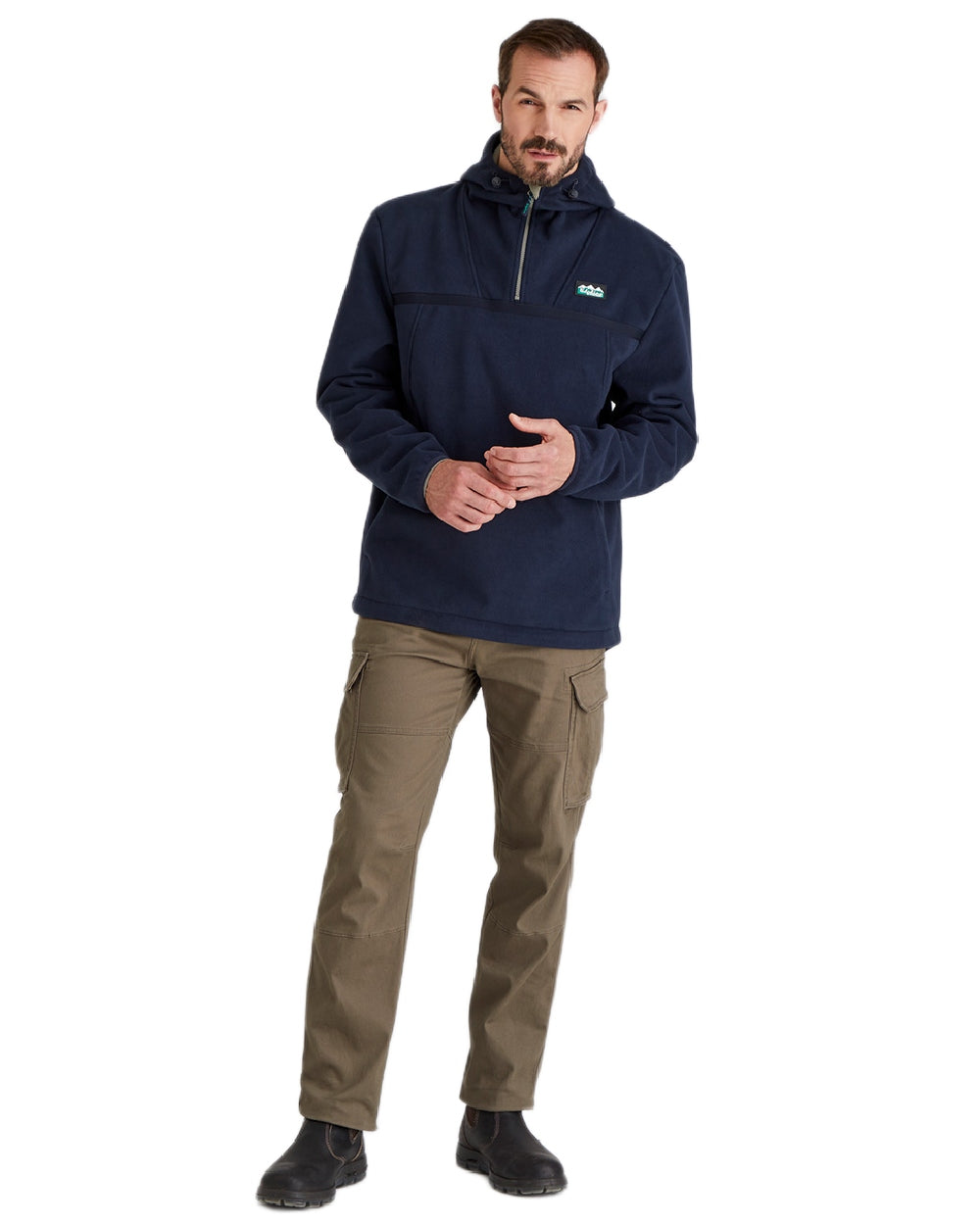 Navy Coloured Ridgeline Kodiak Fleece Smock on white background