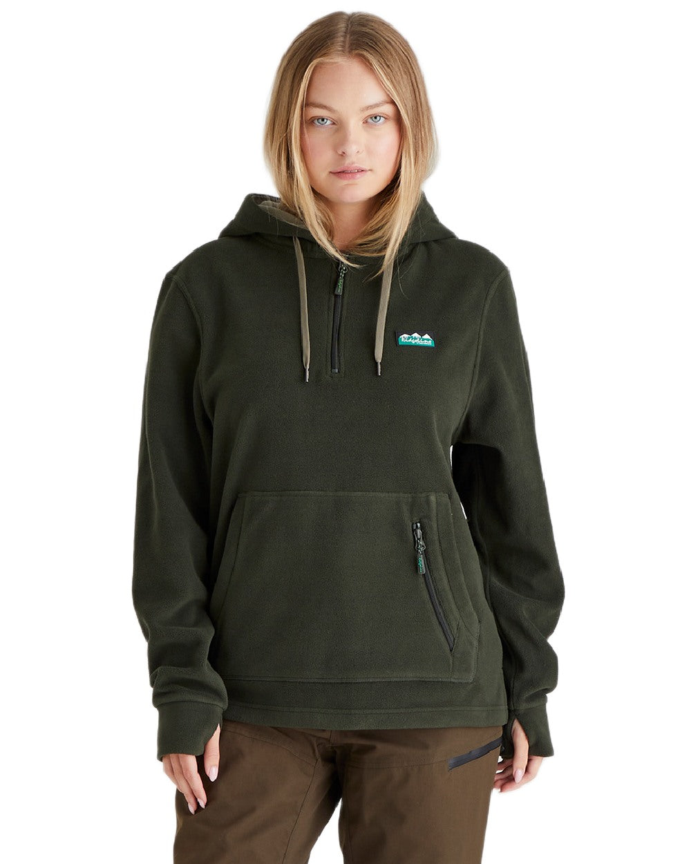 Deep Forest Coloured Ridgeline Ladies Ballistic Hoodie on white background