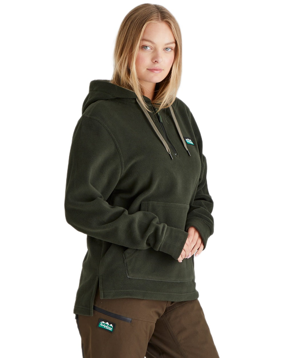 Deep Forest Coloured Ridgeline Ladies Ballistic Hoodie on white background
