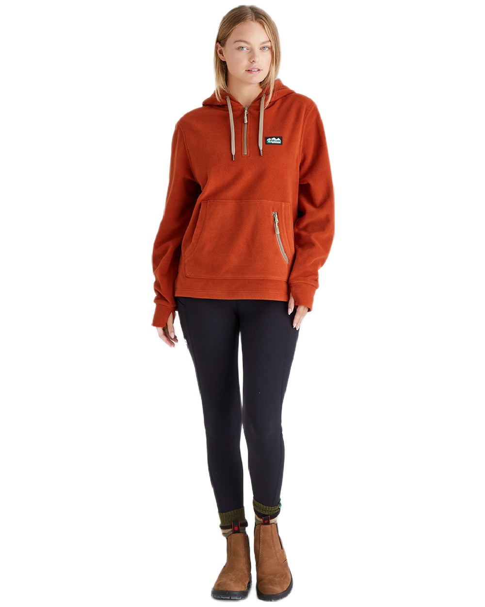 Russet Coloured Ridgeline Ladies Ballistic Hoodie on white background