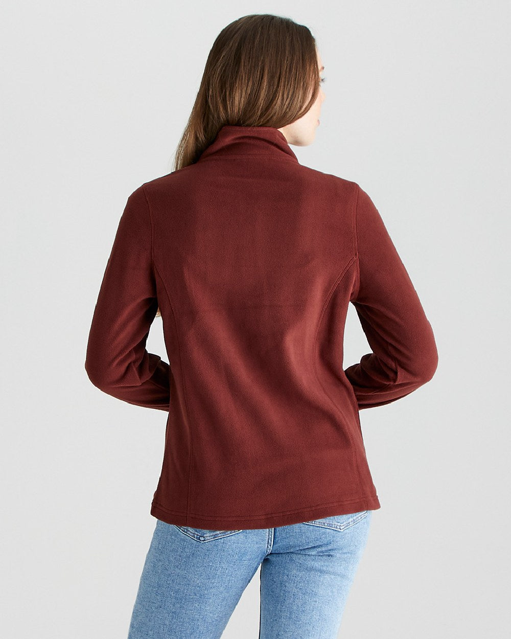 Oxblood coloured Ridgeline Ladies Narvik Fleece on grey background