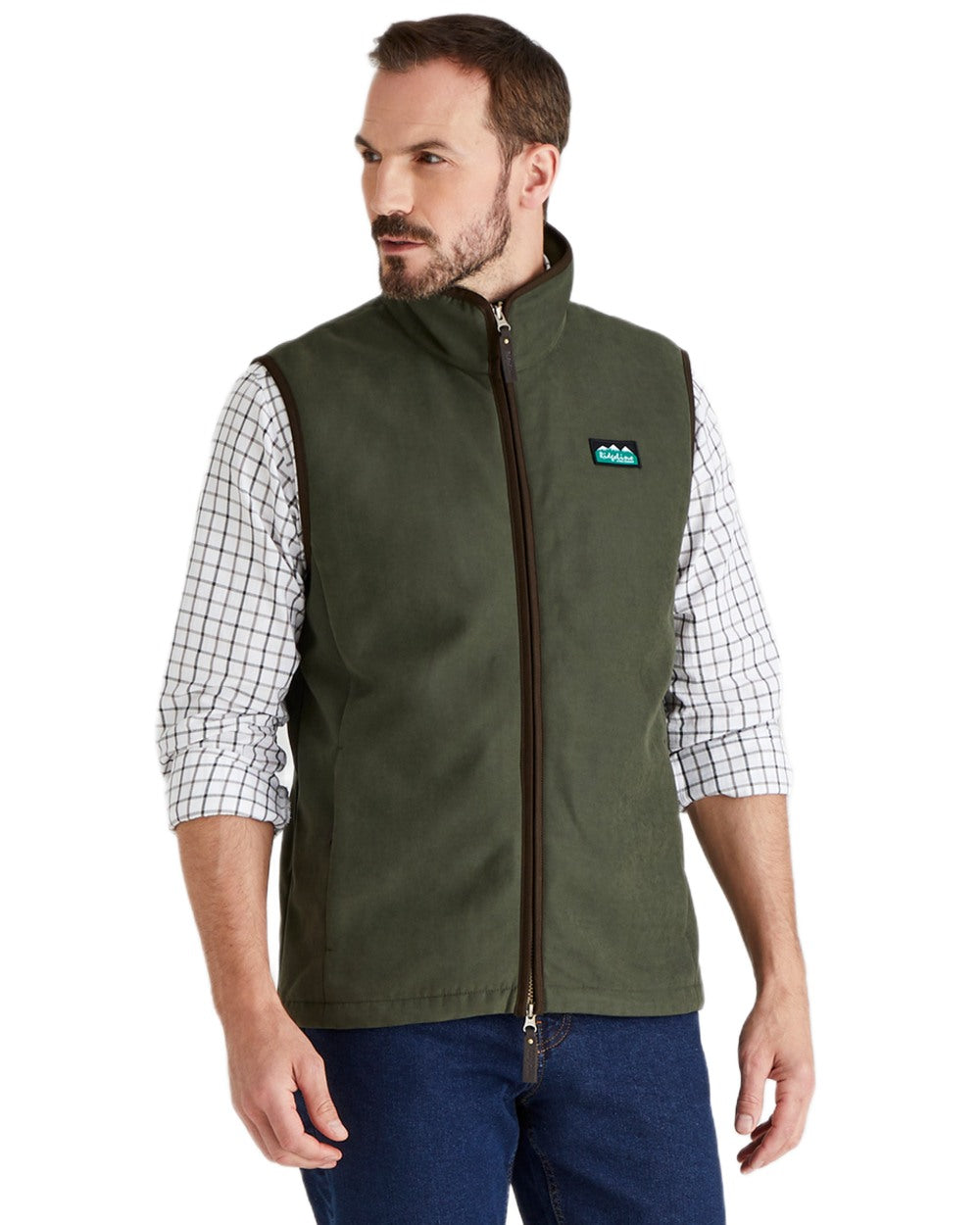 Deep Forest coloured Ridgeline Mens Monarch Gilet on white background