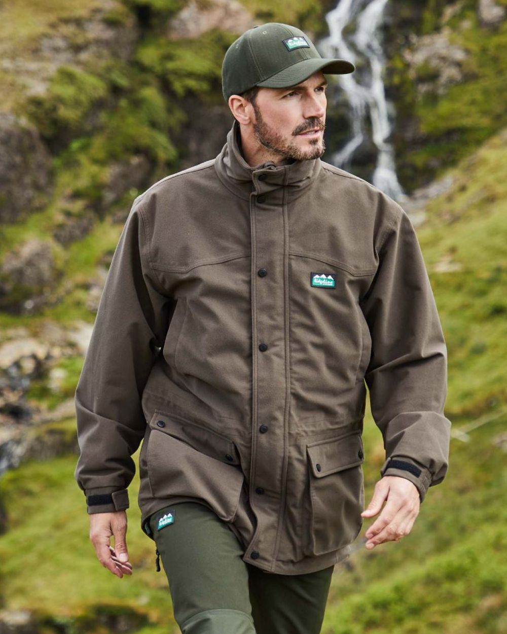 Bark coloured Ridgeline Torrent III Waterproof Jacket on mountain background