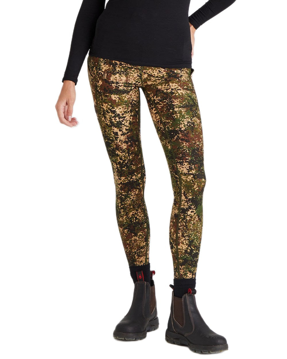 Dirt-Camo coloured Ridgeline Womens Infinity Leggings on white background