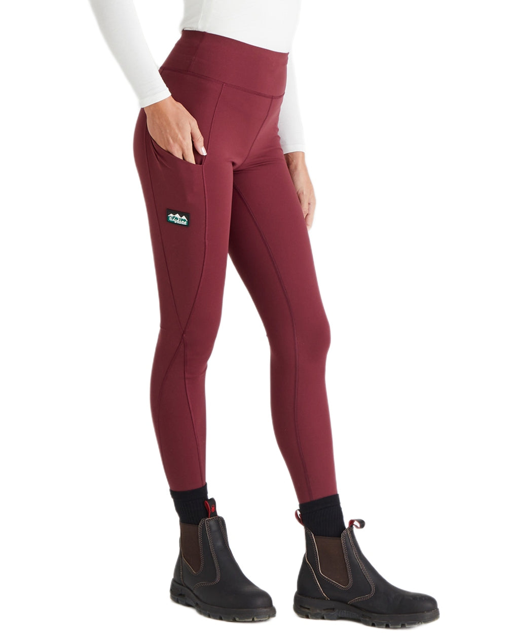 Winter Berry Coloured Ridgeline Womens Infinity Leggings On A White Background