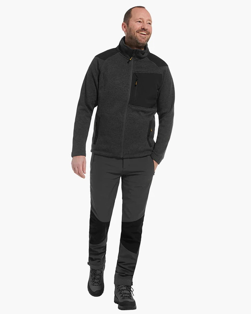 Anthracite coloured Rovince Mens Coarse Fleece Jacket on white background