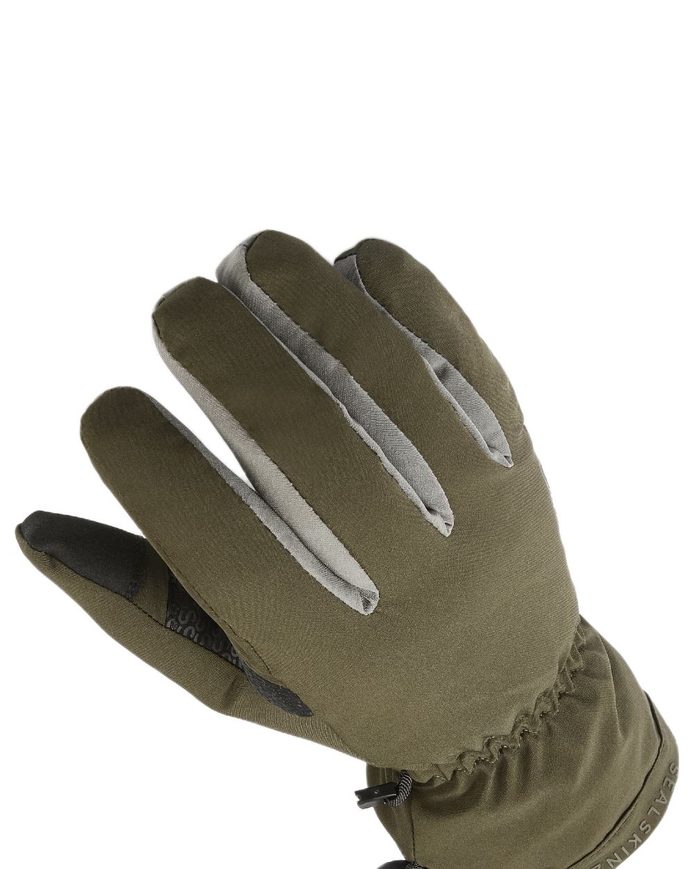 Olive Coloured Sealskinz Drayton Waterproof Lightweight Gauntlet on white background