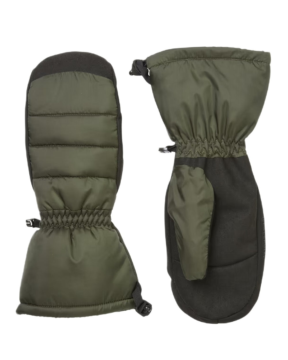 Olive Coloured Sealskinz Titchwell Waterproof Lightweight Insulated Gauntlet Mitten on white background