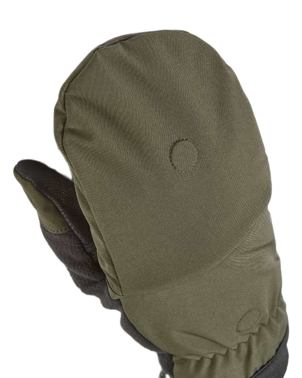 Olive Coloured Sealskinz Walpole Windproof Cold Weather Convertible Mitt on white background