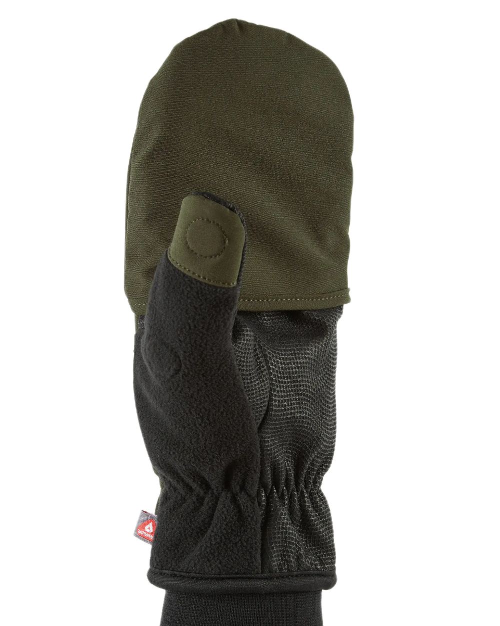 Olive Coloured Sealskinz Walpole Windproof Cold Weather Convertible Mitt on white background