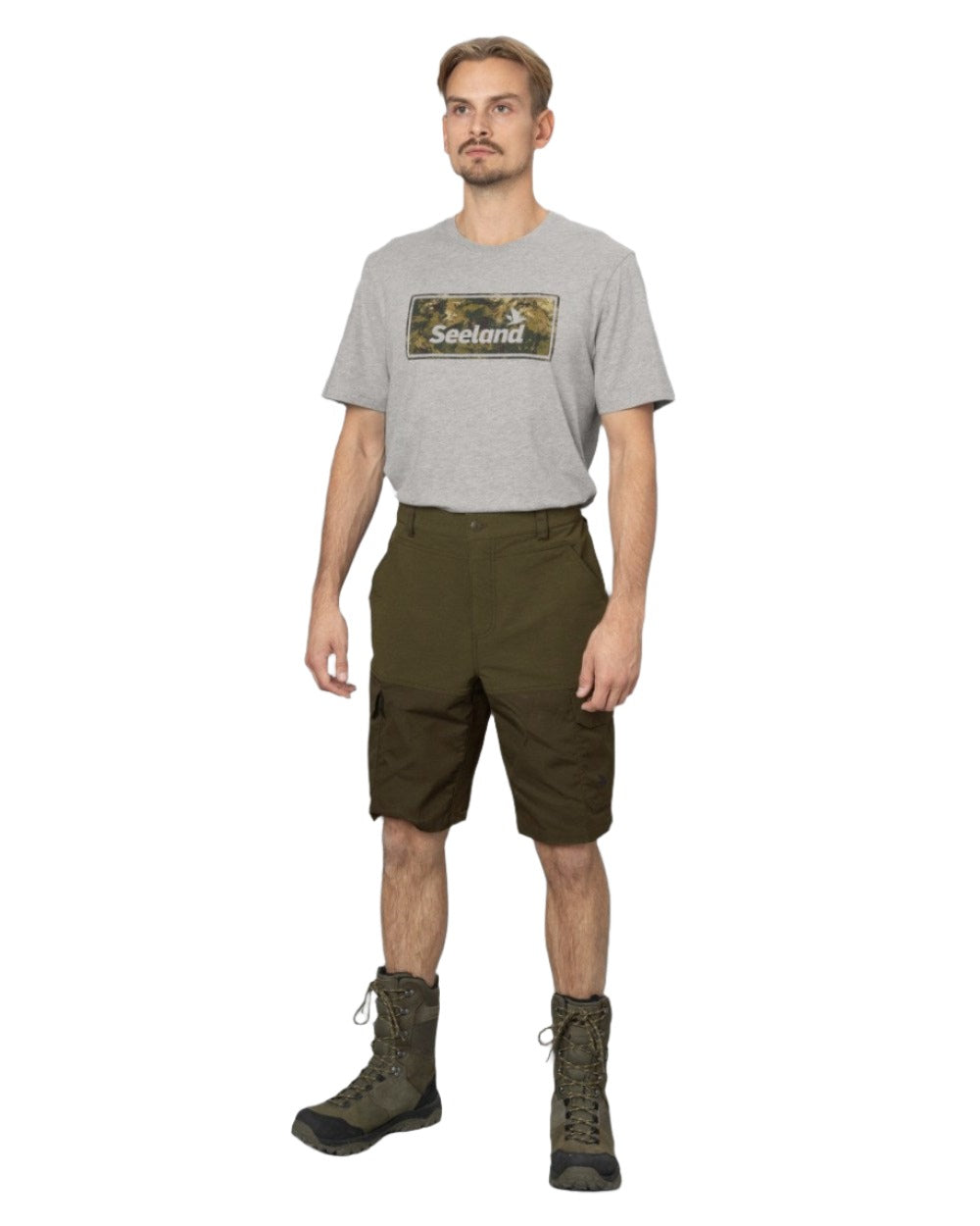 Light Pine Grizzly Brown Coloured Seeland Elm Shorts on white background