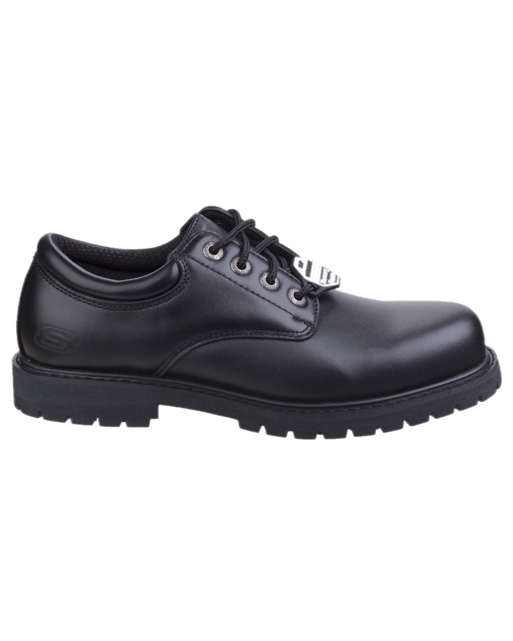 Black Coloured Skechers Workwear Mens Cottonwood Elks Slip Resistant Work Shoes on white background