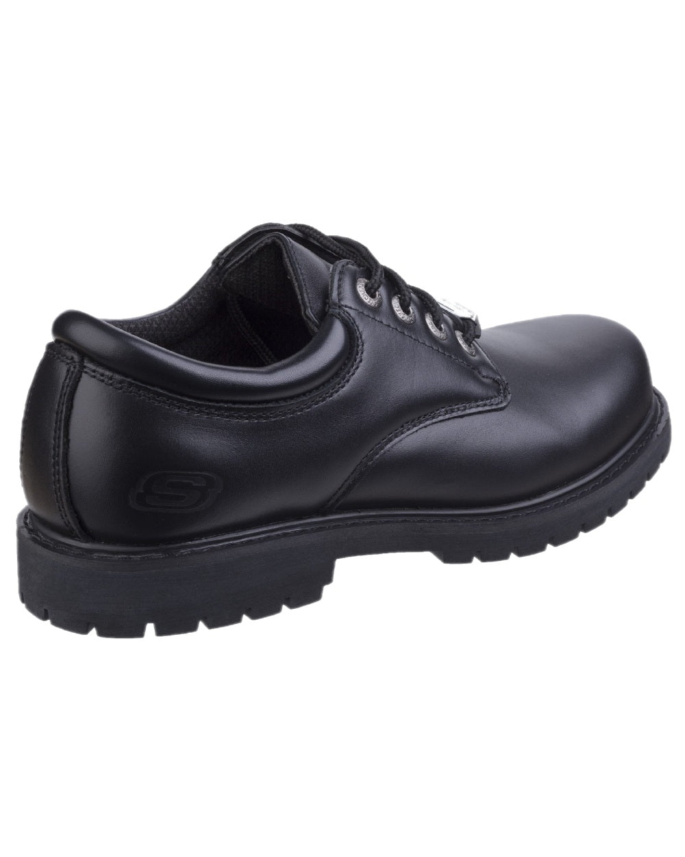 Black Coloured Skechers Workwear Mens Cottonwood Elks Slip Resistant Work Shoes on white background