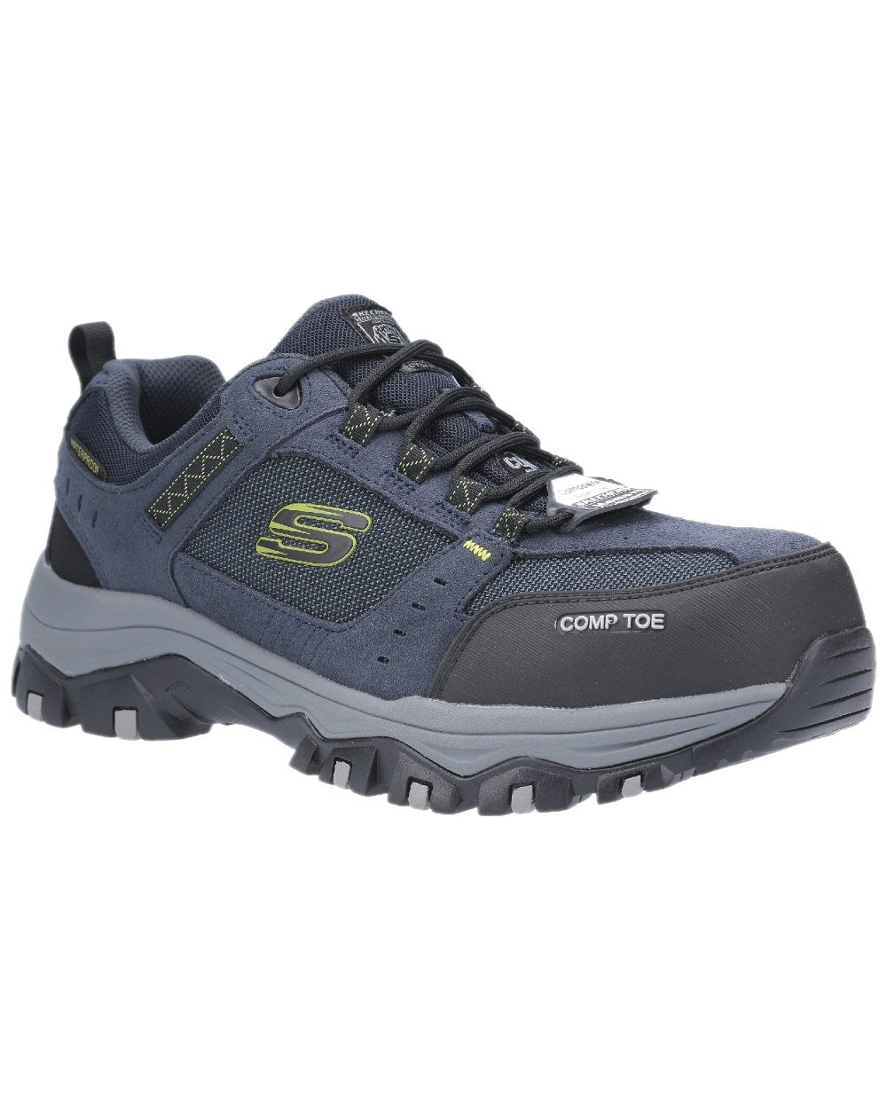 Navy Black Coloured Skechers Workwear Mens Greetah Hiker Composite Toe Shoes on white background