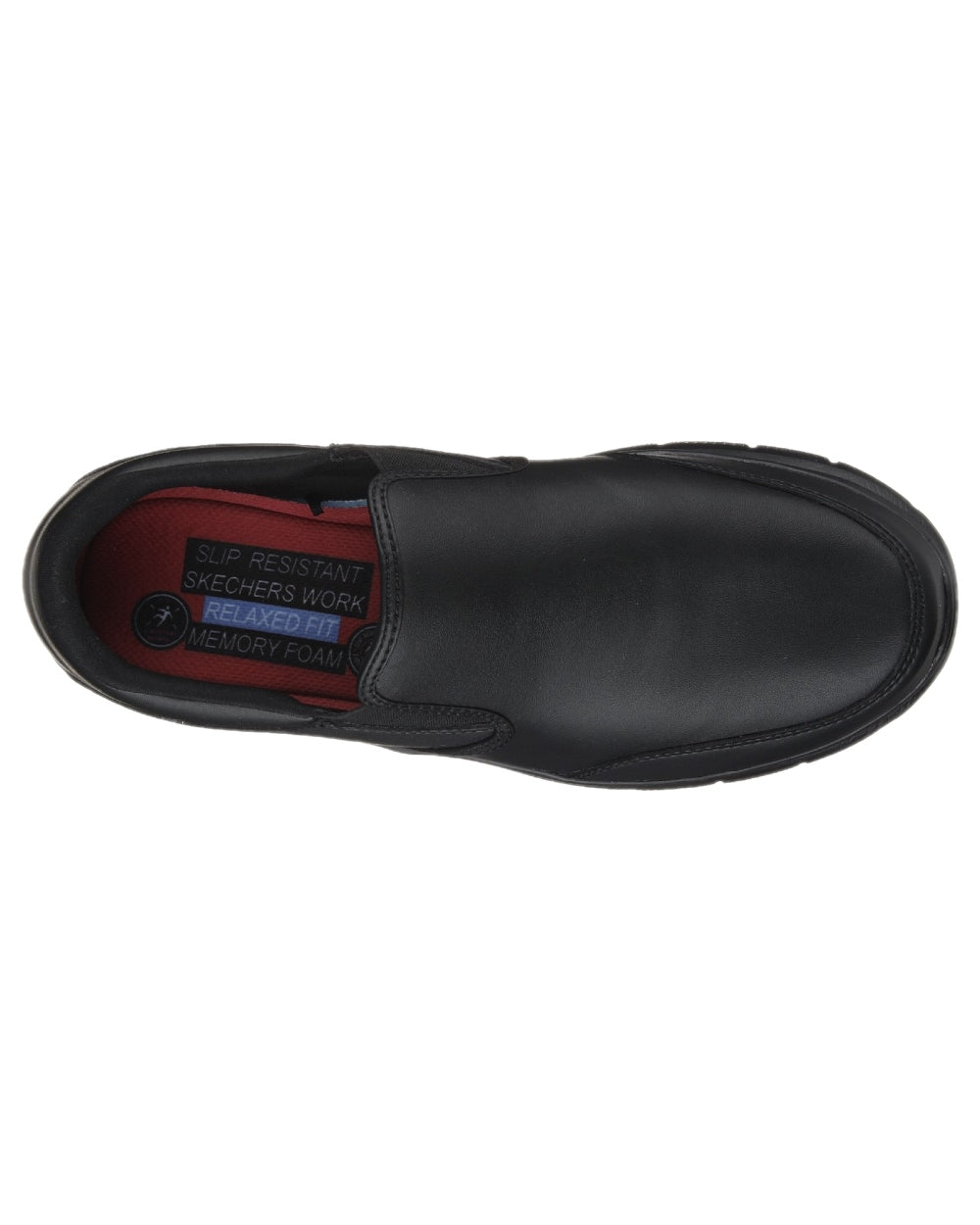 Black Coloured Skechers Workwear Mens Slip-Resistant Flex Advantage Bronwood Shoes on white background