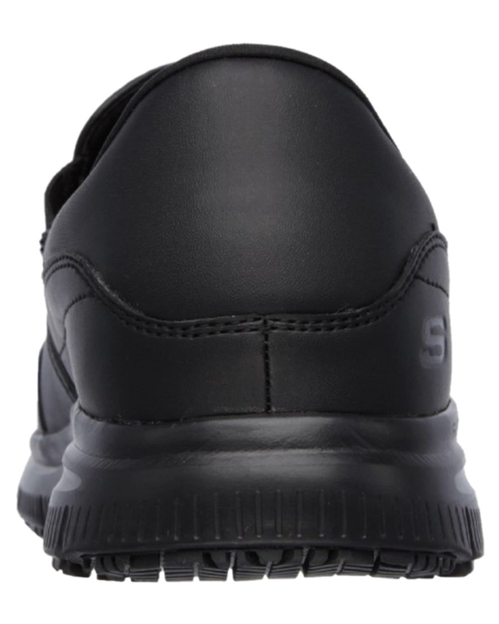 Black Coloured Skechers Workwear Mens Slip-Resistant Flex Advantage Bronwood Shoes on white background