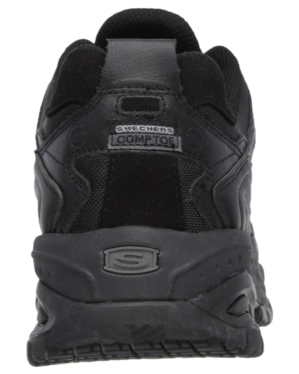 Black Coloured Skechers Workwear Mens Soft Stride Grinnell Safety Shoes on white background