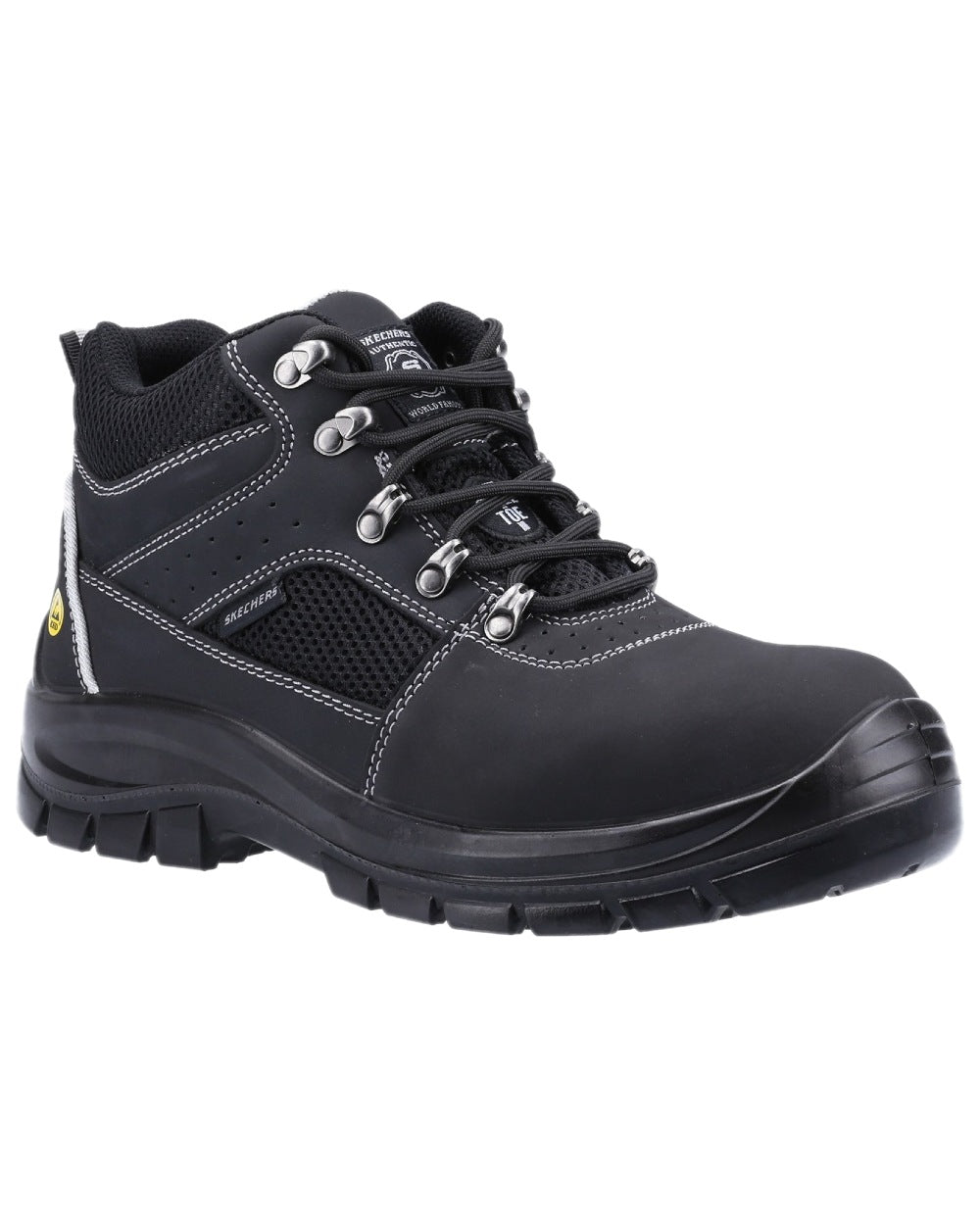 Black Coloured Skechers Workwear Mens Trophus Letic Safety Boots on white background