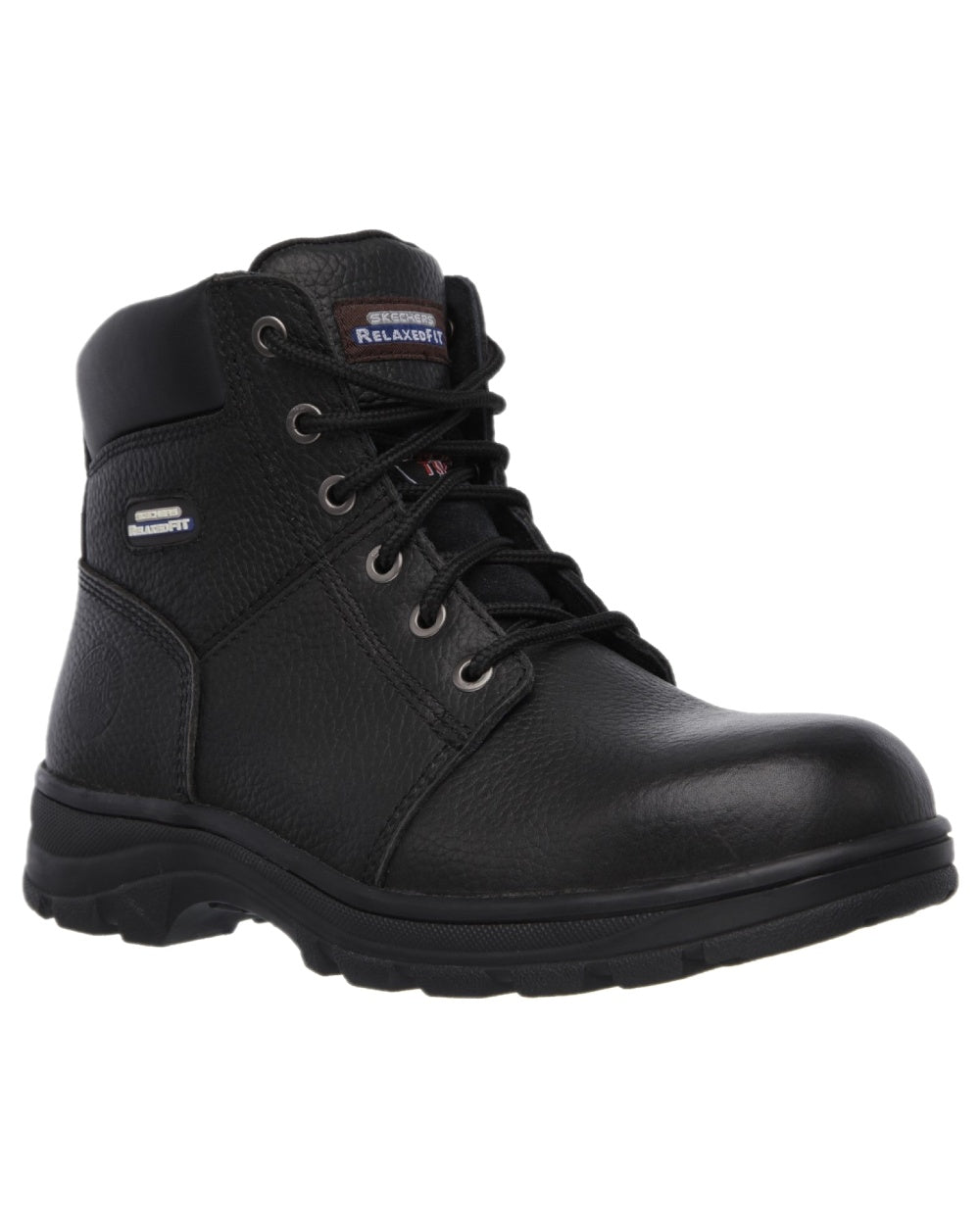 Black Coloured Skechers Workwear Mens Workshire Lace Up Safety Boots on white background