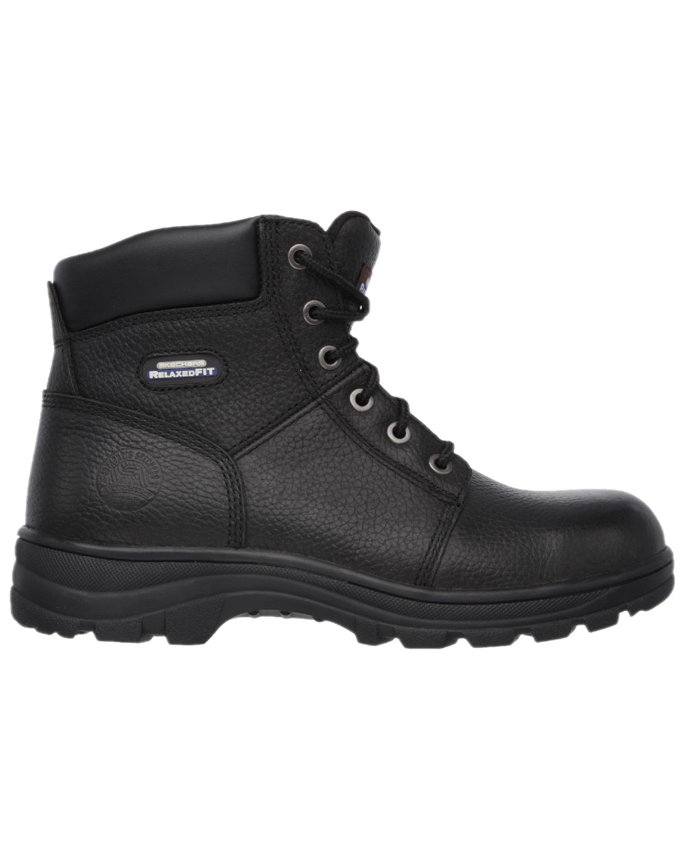Black Coloured Skechers Workwear Mens Workshire Lace Up Safety Boots on white background