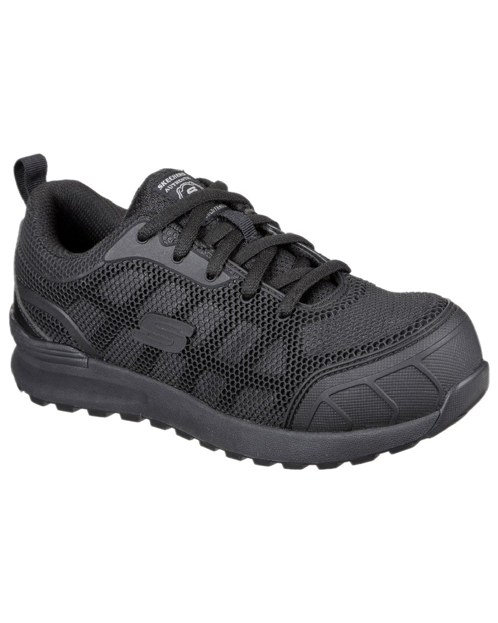 Black Coloured Skechers Workwear Womens Bulklin Ayak Safety Shoes on white background