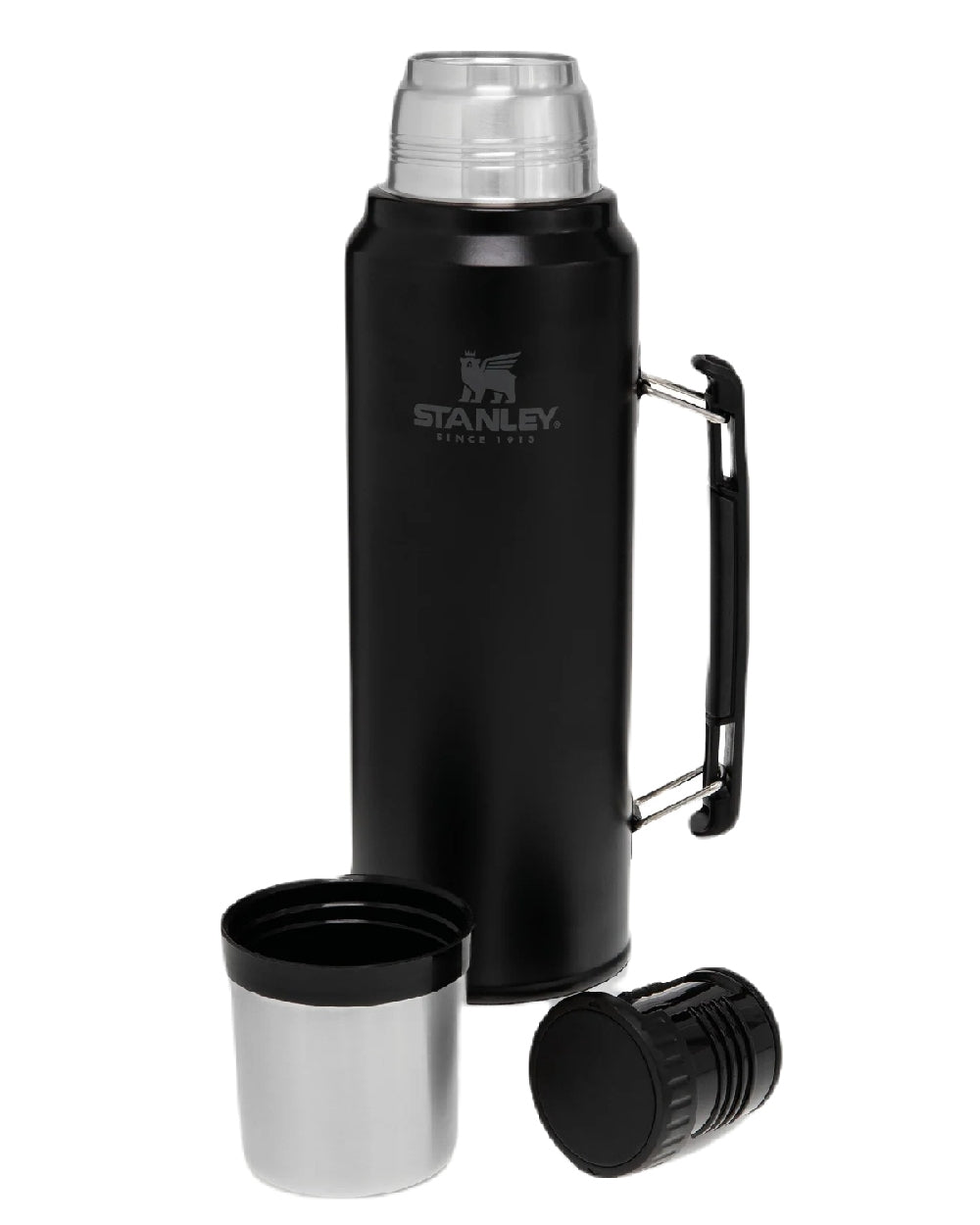 Matte Black Pebble coloured Stanley Classic Legendary  Bottle 1.0L on white background