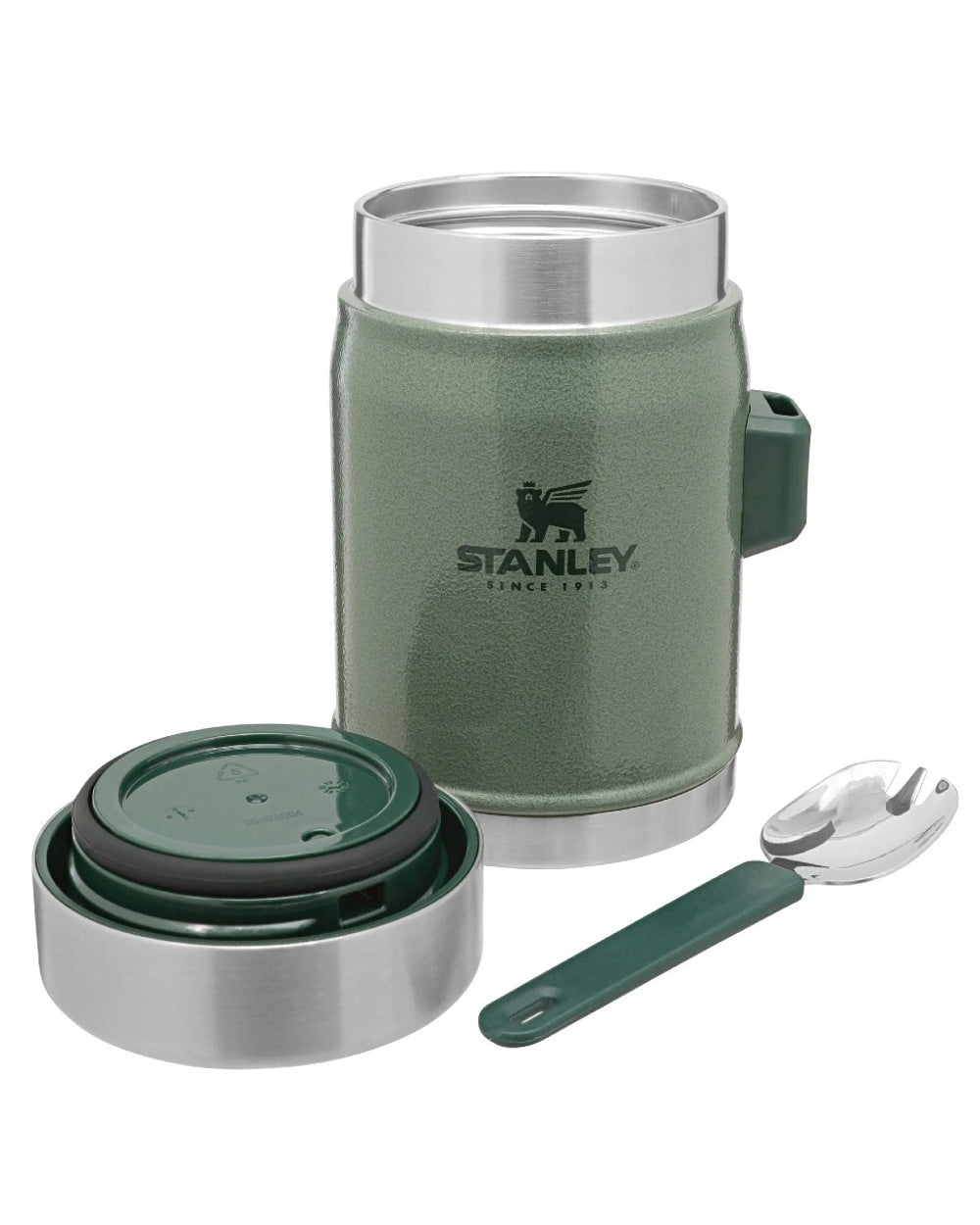 Hammertone Green coloured Stanley Classic Legendary Food Jar and Spork 0.4L on white background