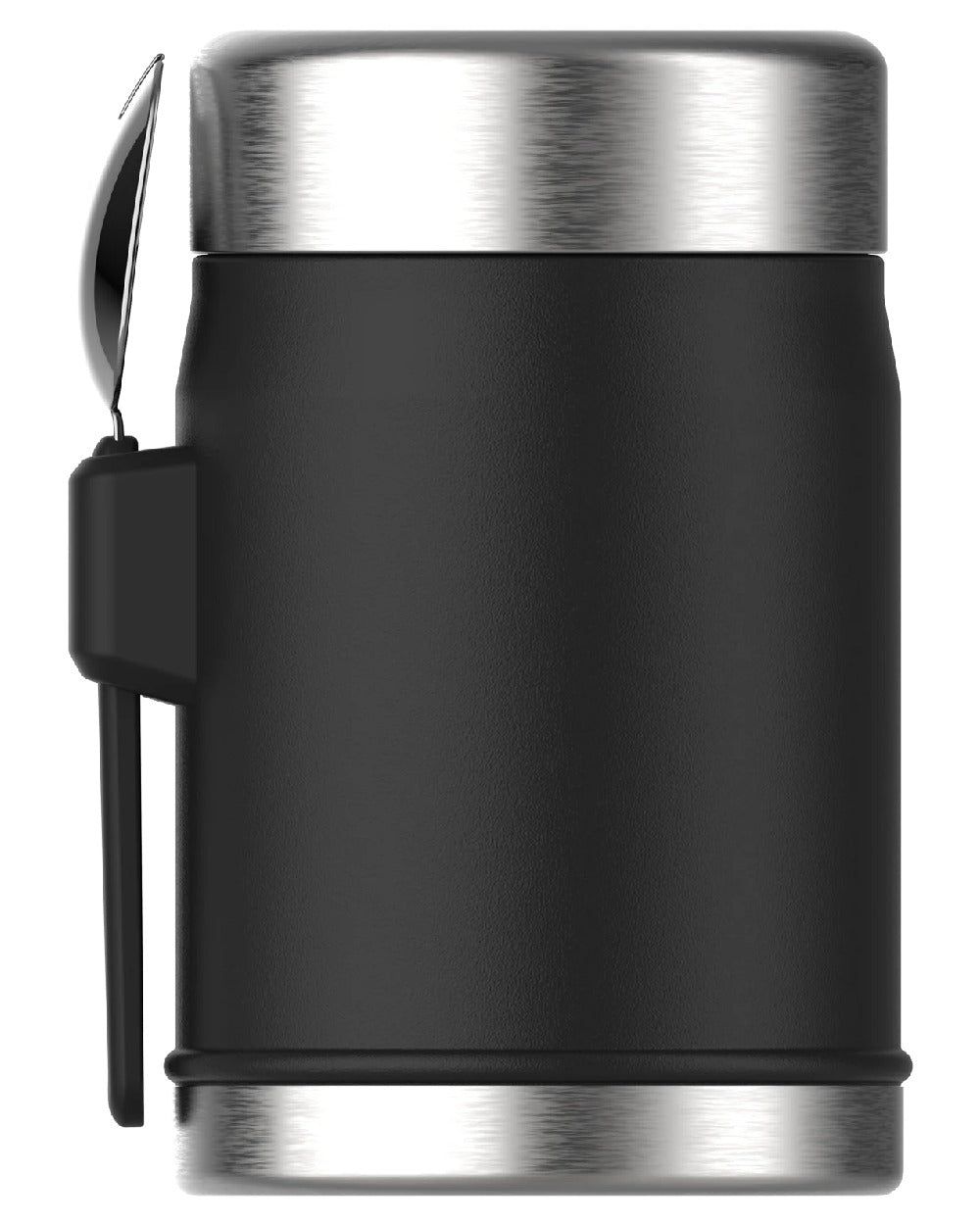 Matte Black Pebble coloured Stanley Classic Legendary Food Jar and Spork 0.4L on white background