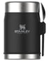 Matte Black Pebble coloured Stanley Classic Legendary Food Jar and Spork 0.4L on white background