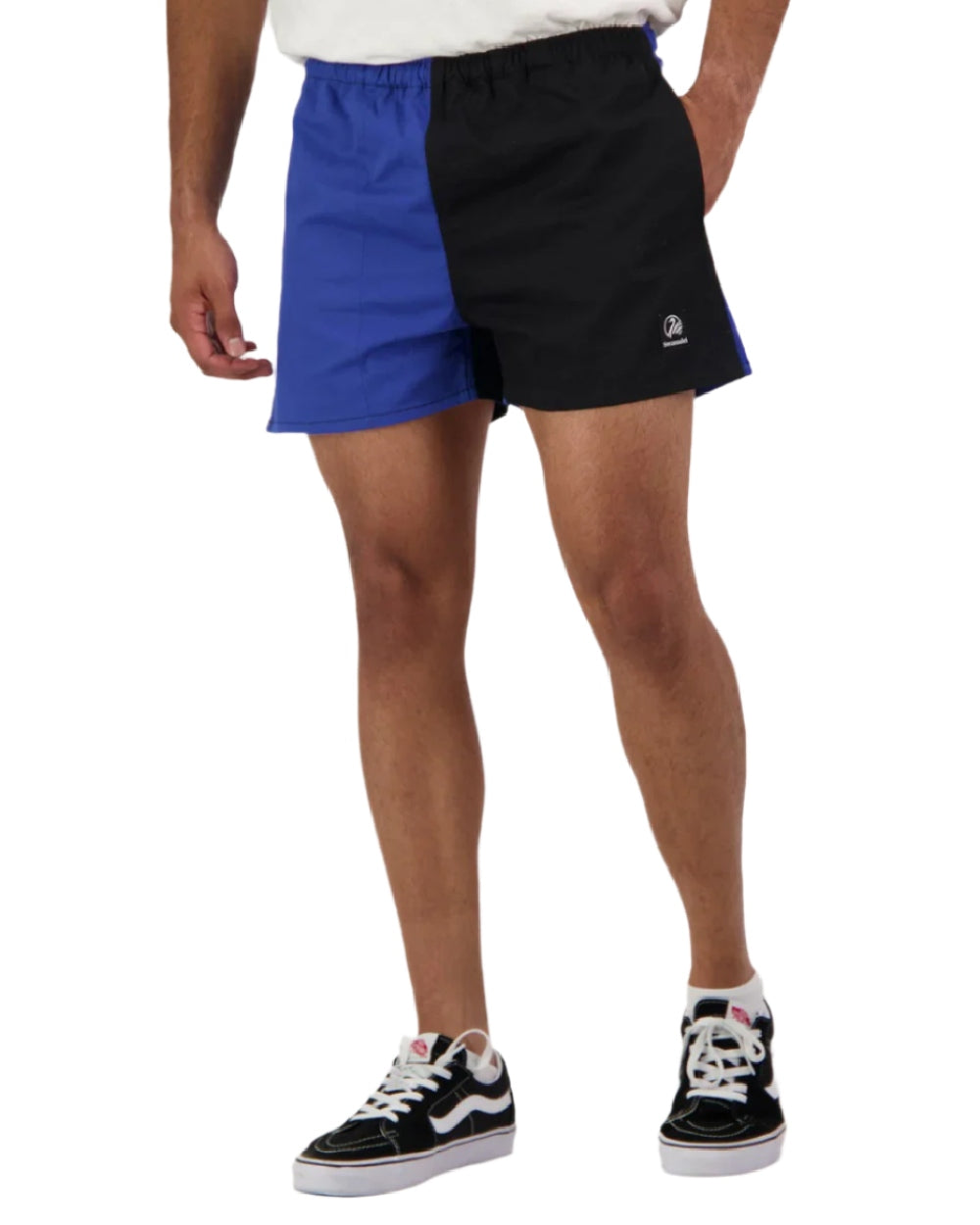 Blue Black Coloured Swanndri Mens Chequered Rugby Short on white background