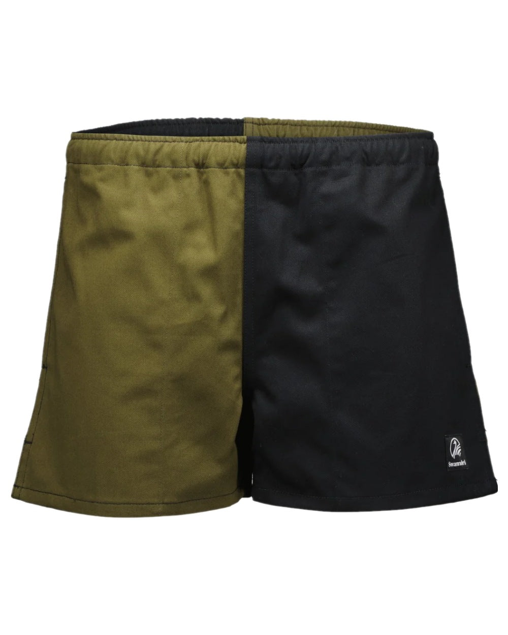 Olive Black Coloured Swanndri Mens Chequered Rugby Short on white background