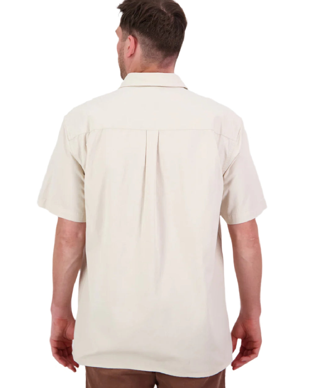 Light Taupe Coloured Swanndri Mens Fundamentals Short Sleeve Work Shirt on white background