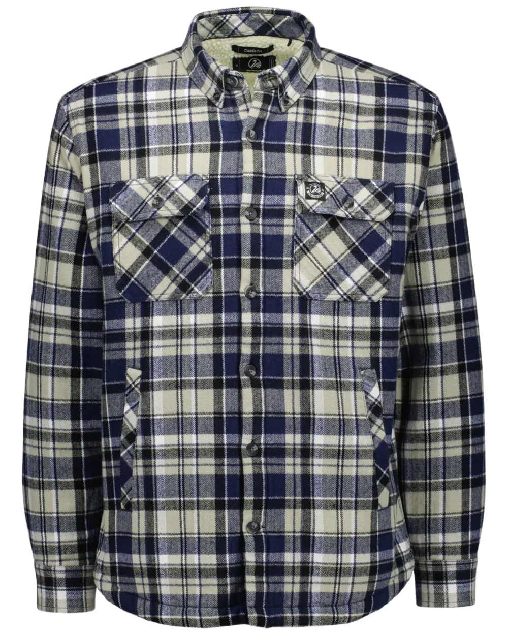 Navy Horizon Grey Coloured Swanndri Mens Morven Sherpa Long Sleeve Shirt on white background