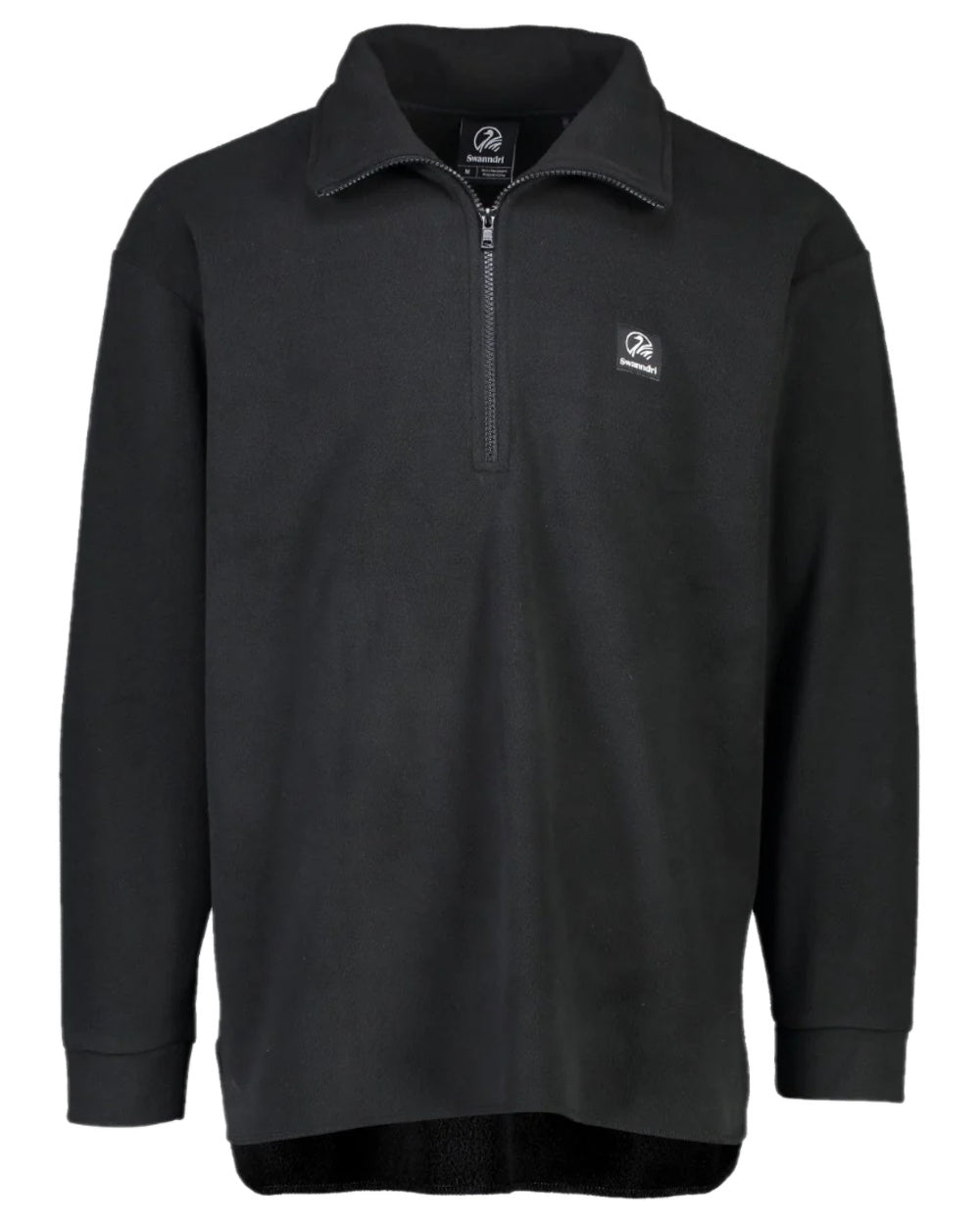 Black Coloured Swanndri Mens Motu Fleece Pullover on white background