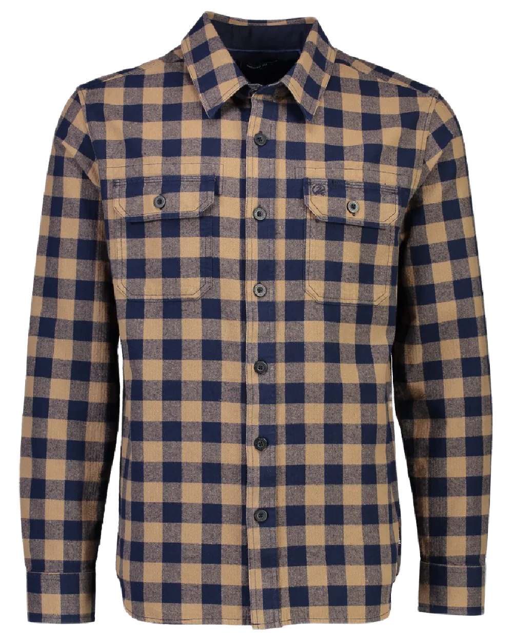 Gold Navy Coloured Swanndri Mens Okato V2 Long Sleeve Shirt on white background